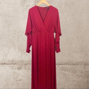 BCBGMaxazria red long sleeve maxi dress size 4
